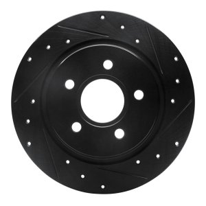 Volvo V50 Brake Rotor (1) - Rear Right - R1 Concepts - Drilled & Slotted - Black - `04-`13